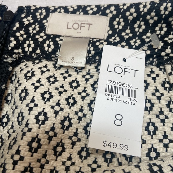 ANN TAYLOR LOFT NWT Black & Creamy White Skirt Size 8 - Picture 3 of 7